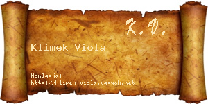 Klimek Viola névjegykártya